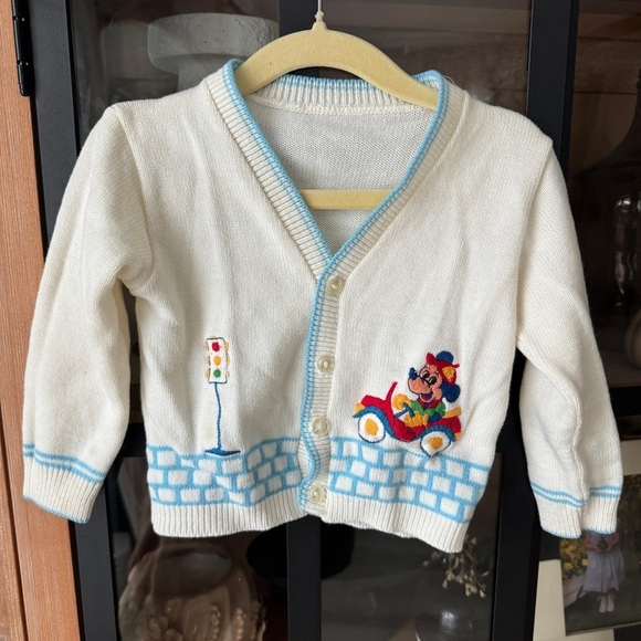 Vintage 1990s Mickey Mouse cardigan sweater embroidered baby boy car toddler - Picture 7 of 7